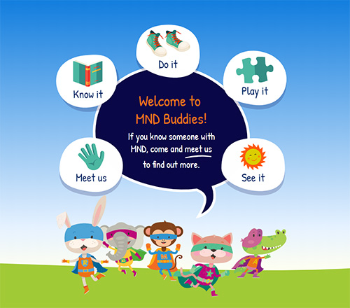 Homepage image of our MND Buddies hub for young children