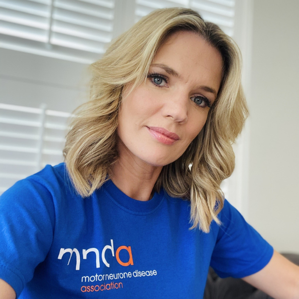 Charlotte Hawkins wearing an MNDA T-Shirt