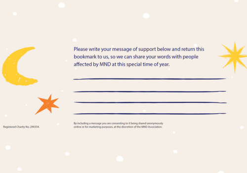 A blank template asking people to leave a message of support for people affected by MND