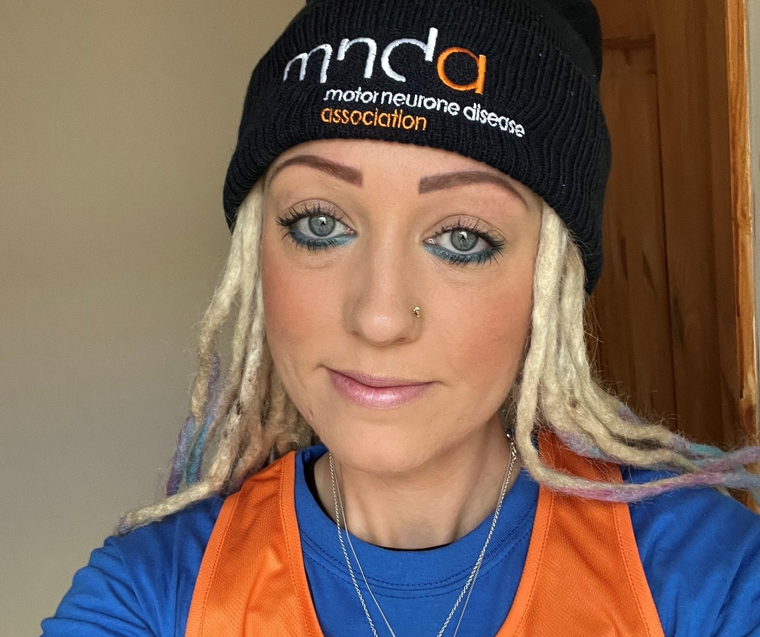 MND Association supporter in branded clothing